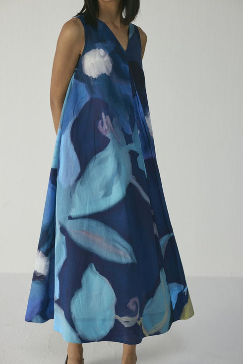 Blue lagoon V neck dress