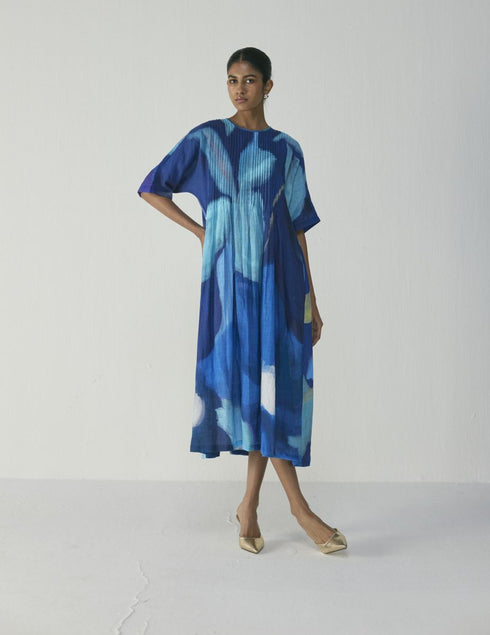 Blue lagoon pintuck dress