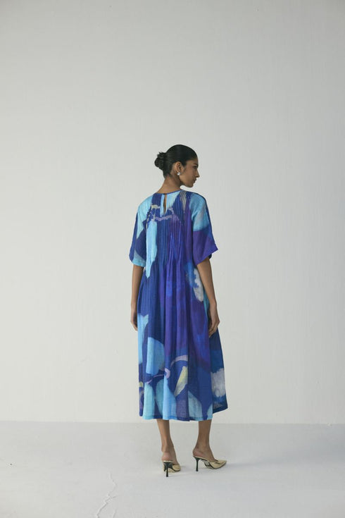 Blue lagoon pintuck dress