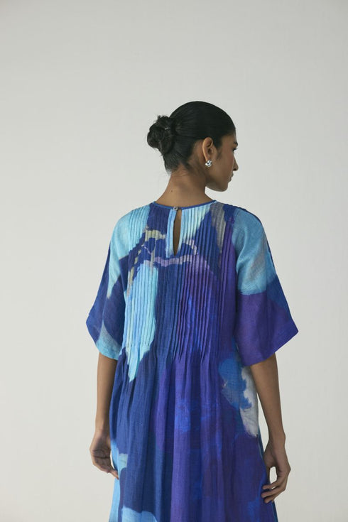 Blue lagoon pintuck dress