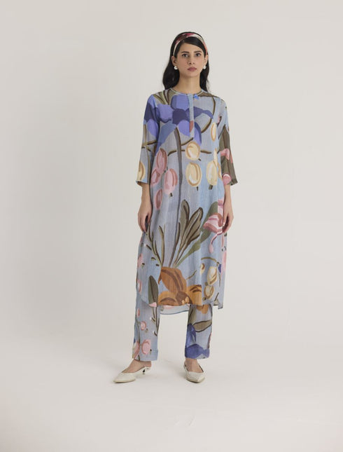 Blue nico long kurta set