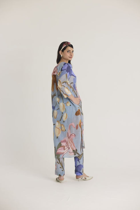 Blue nico long kurta set