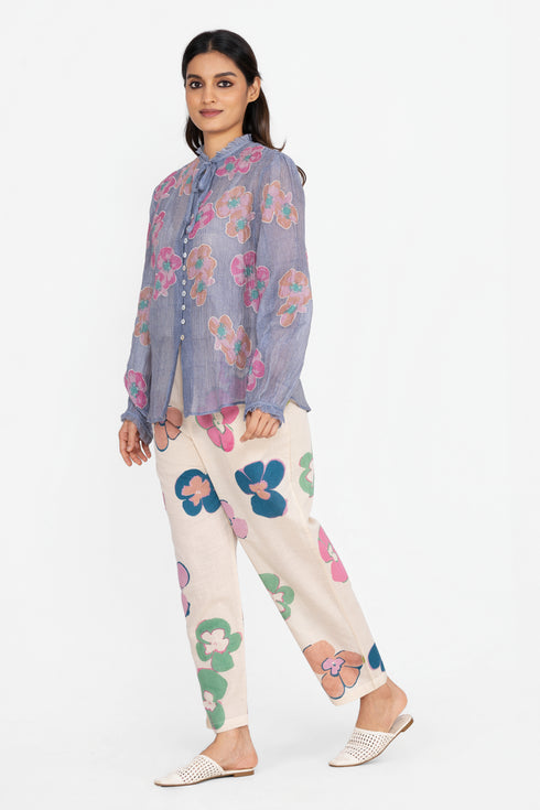 Blue printed top