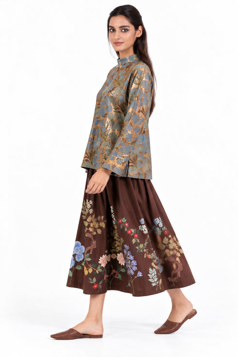 Blue sequins embroidered top