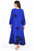 Blue silk embroidered dress