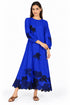 Blue silk embroidered dress