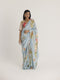 Blue taffy silk sari