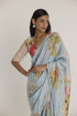 Blue taffy silk sari