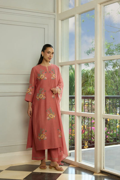 Blush applique kurta set