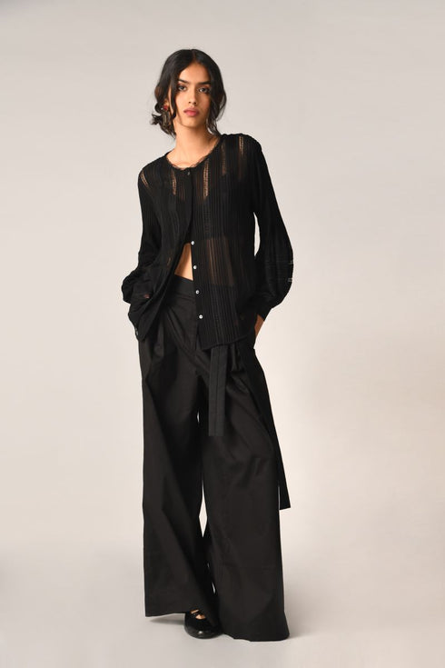 Boscobel black front open lace top