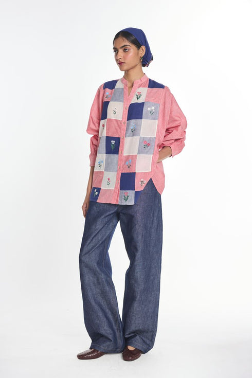 Brooklime patchwork shirt