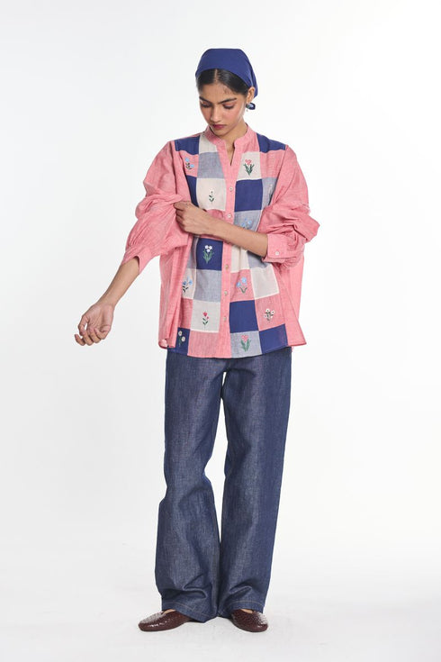Brooklime patchwork shirt