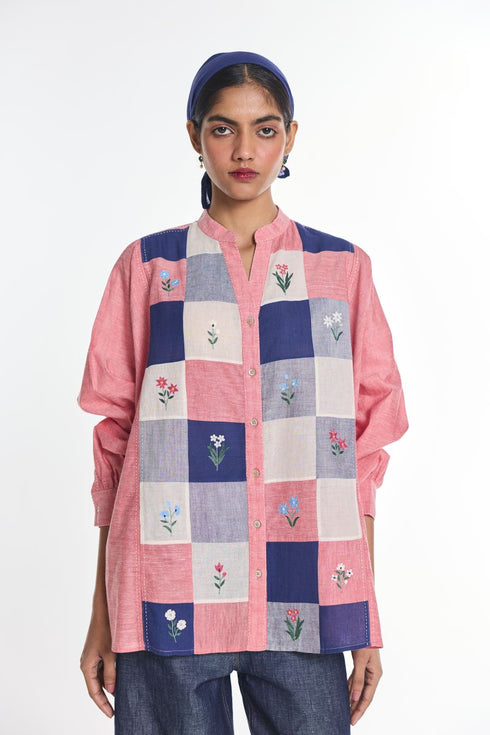 Brooklime patchwork shirt