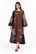 Brown floral embroidered dress