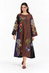 Brown floral embroidered dress