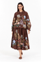 Brown floral embroidered top