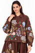 Brown floral embroidered top