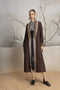 Brown linen printed and embroidered jacket