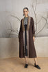 Brown linen printed and embroidered jacket