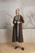 Brown linen printed and embroidered jacket