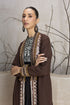 Brown linen printed and embroidered jacket