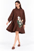 Brown short embroidered dress