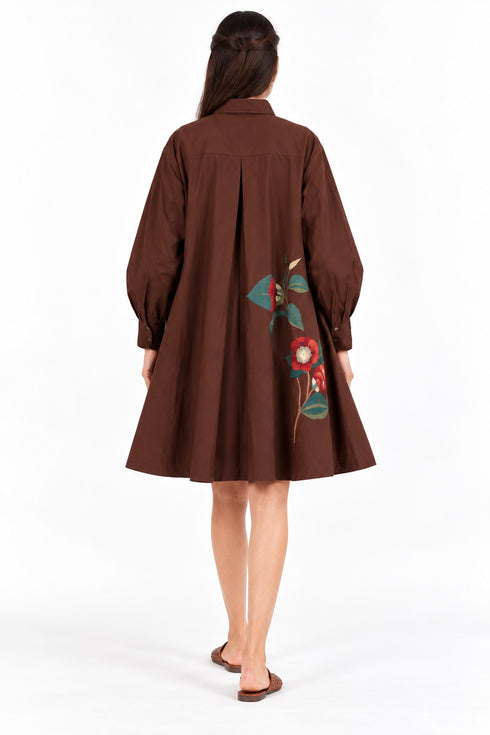 Brown short embroidered dress