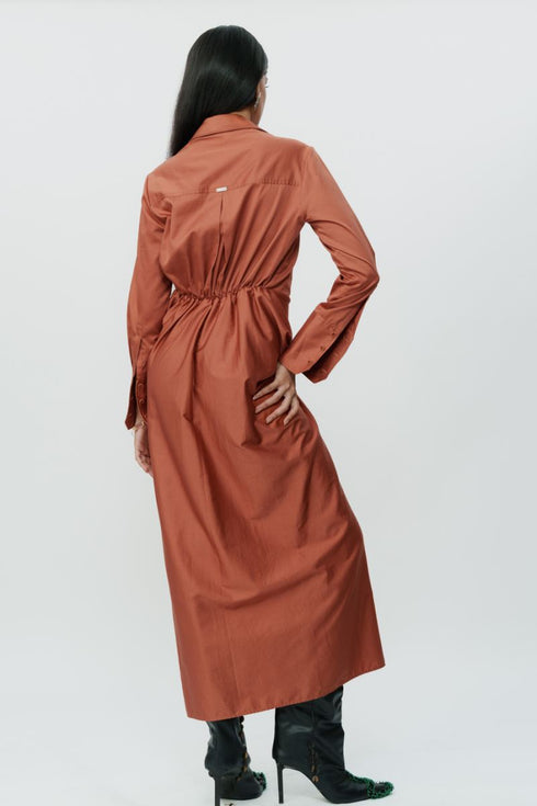 Burnt orange shirt dress