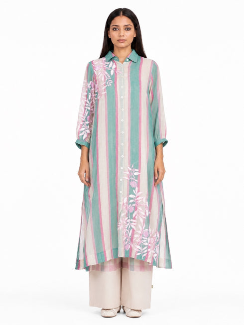 Multicolor embroidered shirt tunic
