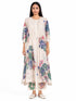 Beige floral print pleated dress