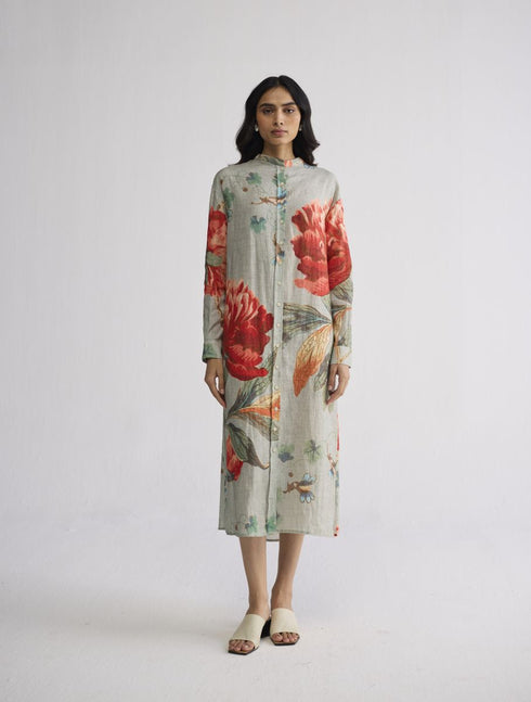 Cabbage linen shirt dress