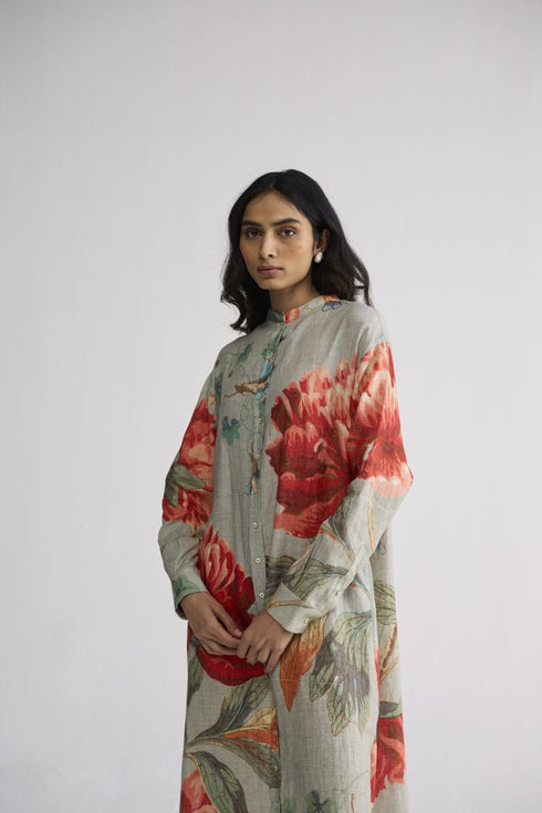 Cabbage linen shirt dress