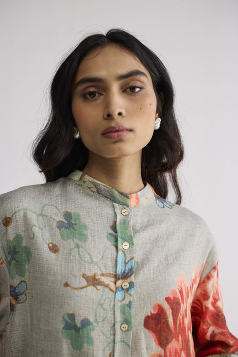 Cabbage linen shirt dress
