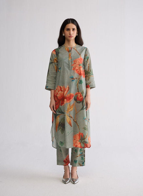 Cabbage long kurta set