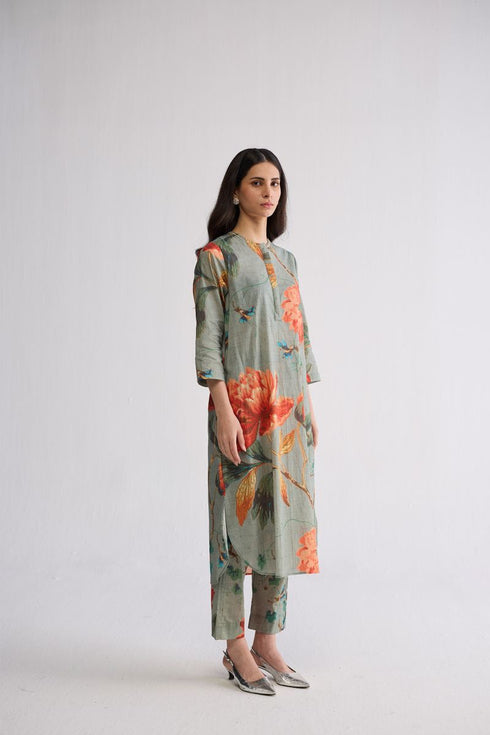 Cabbage long kurta set