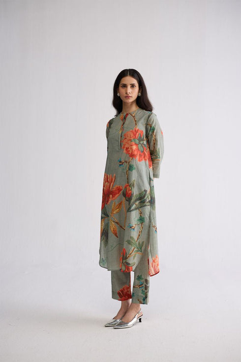 Cabbage long kurta set
