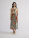 Cabbage rose smocked one shoulder dress