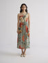 Cabbage rose smocked one shoulder dress