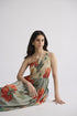 Cabbage rose smocked one shoulder dress