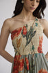 Cabbage rose smocked one shoulder dress