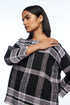 Caesia black boat neck boxy top