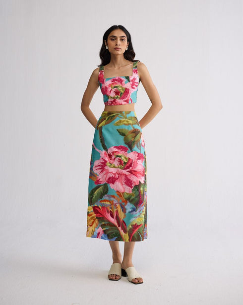 Campari embroidered top and skirt set