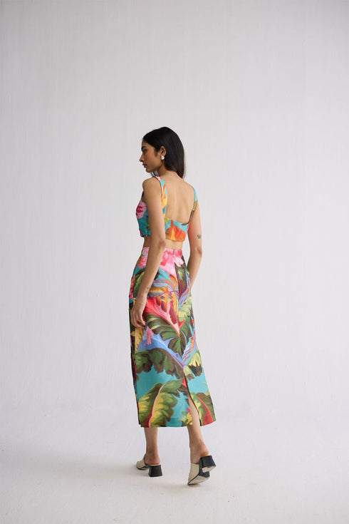Campari embroidered top and skirt set
