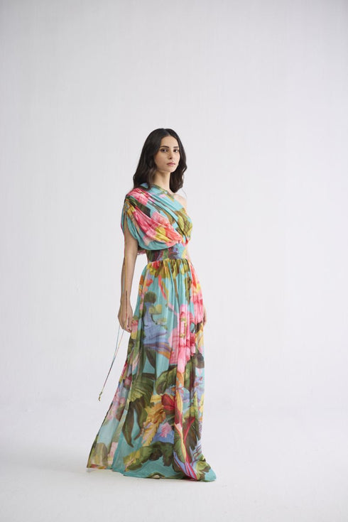 Campari one shoulder dress