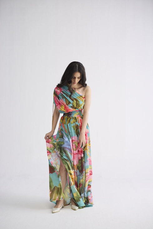 Campari one shoulder dress