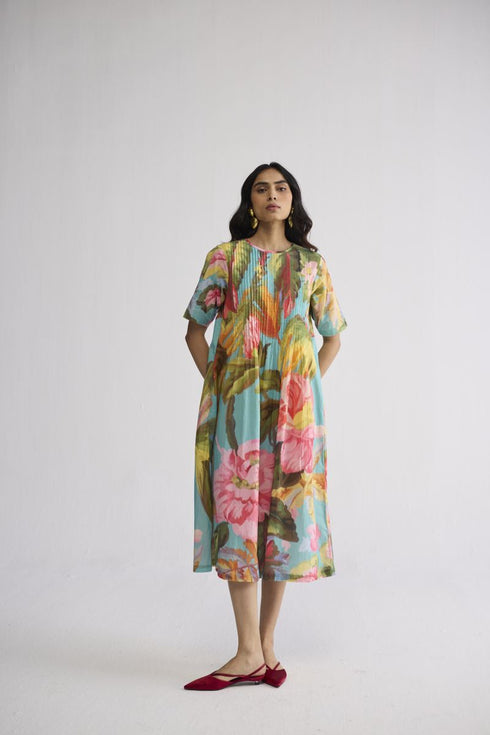 Campari pintuck dress