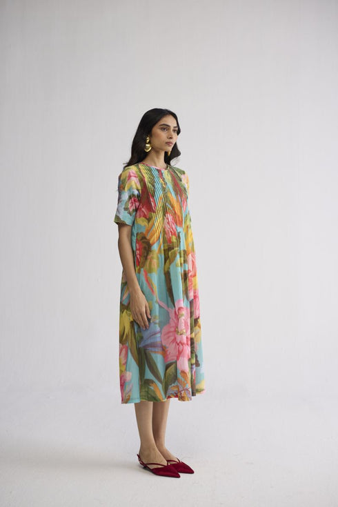 Campari pintuck dress