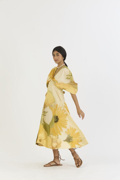 Canary yellow knotted dress