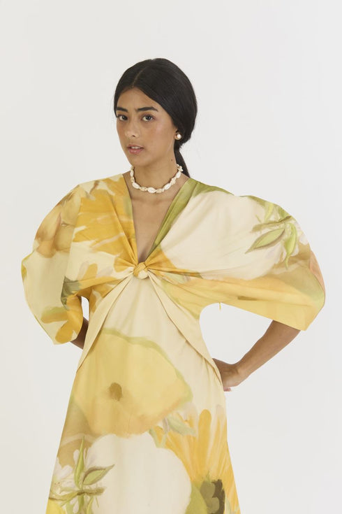 Canary yellow knotted dress
