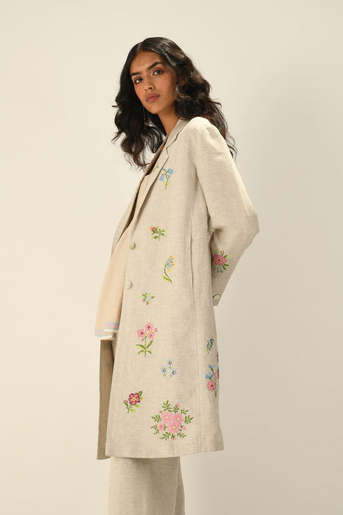 Carmagnole biege embroidered jacket